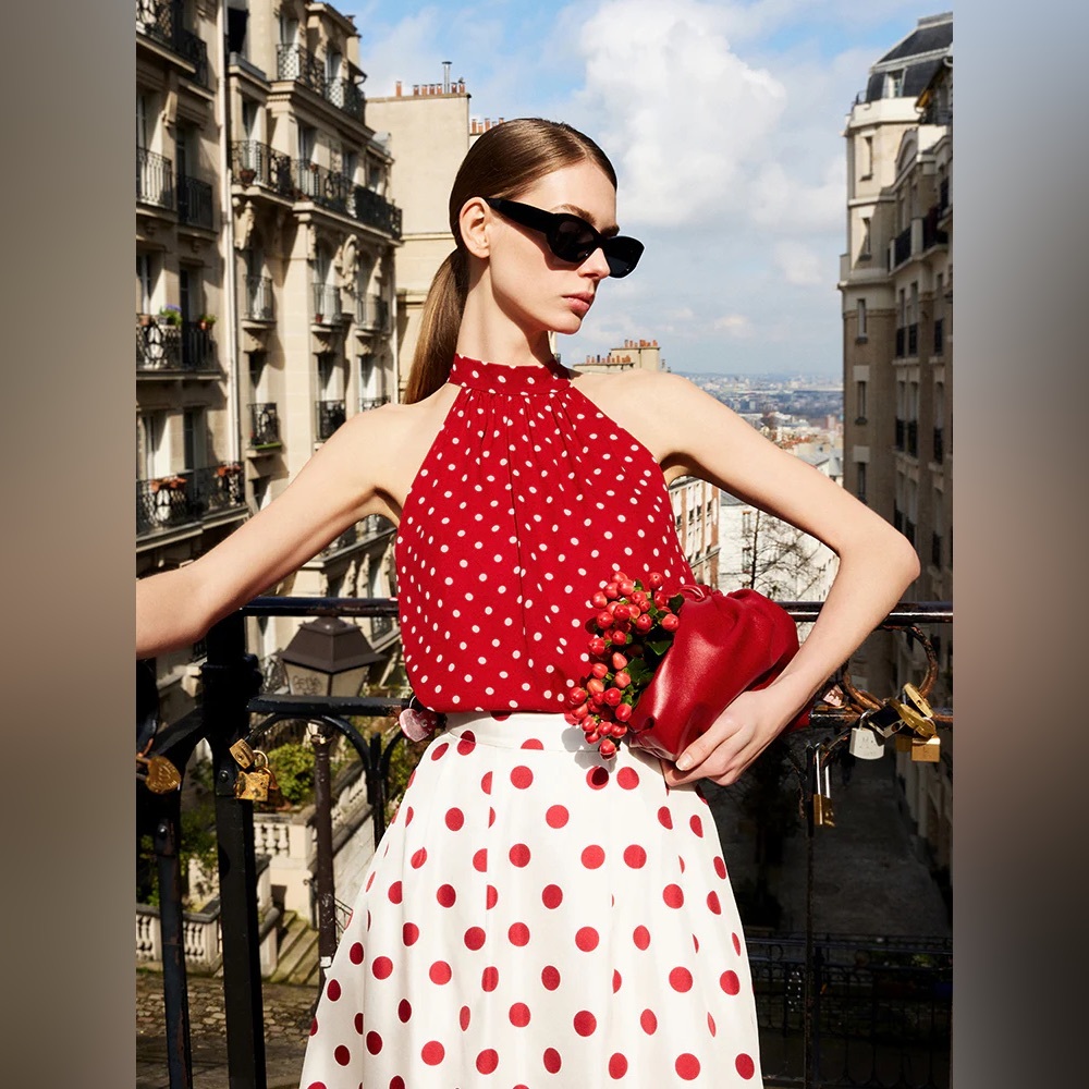 22 Momme Silk Polka dot halter blouse